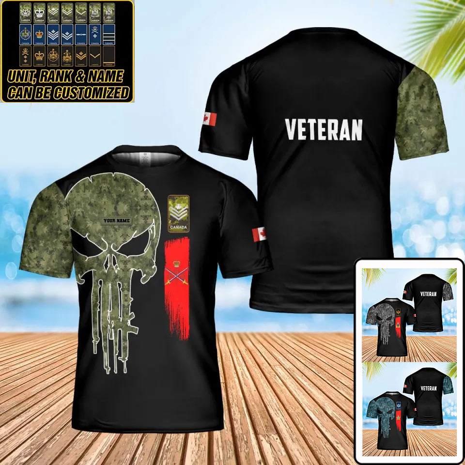 Personalisiertes T-Shirt mit kanadischem Soldaten-/Veteranen-Tarnmuster mit Namen und Rang, 3D-Druck – 0102240004