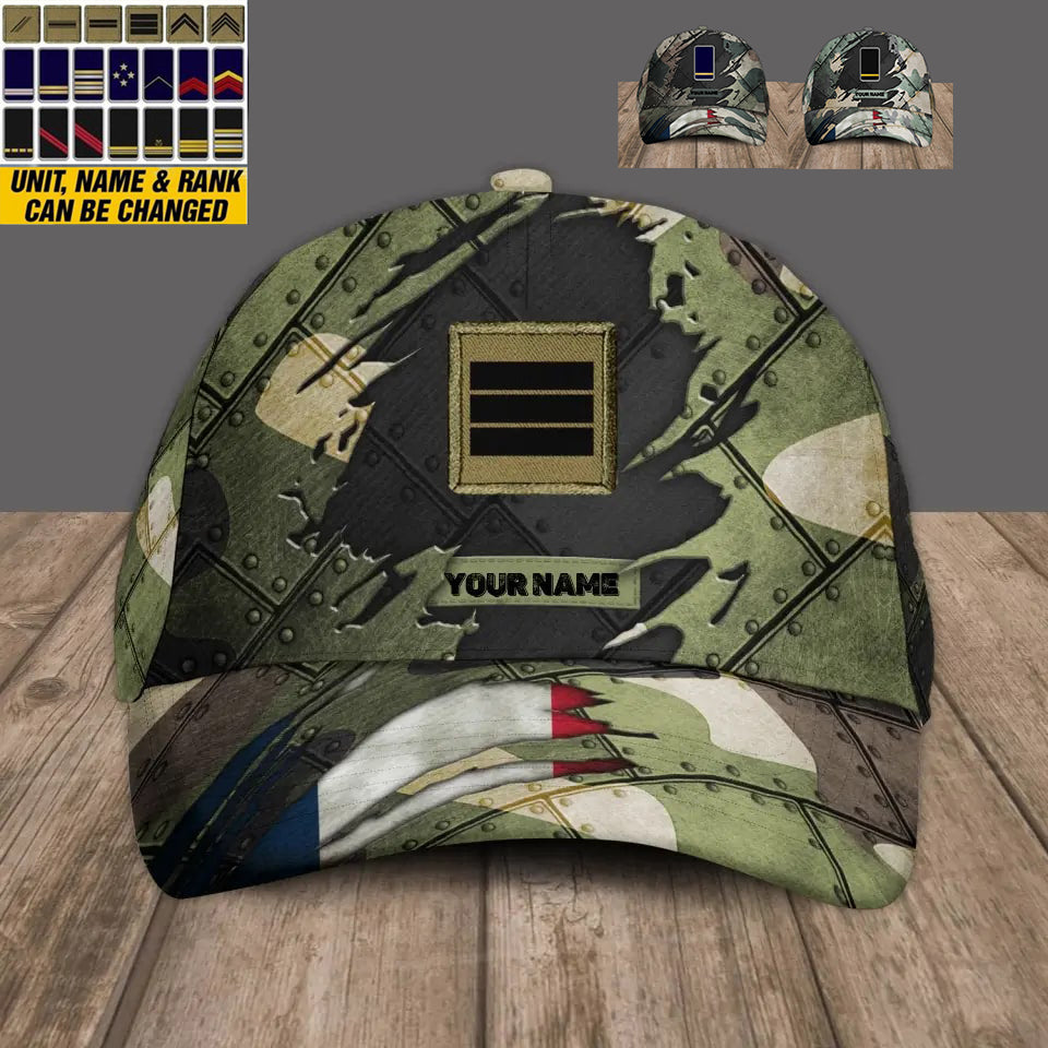 Personalized Rank And Name France Soldier/Veterans Camo Baseball Cap - 1708387202 - D04