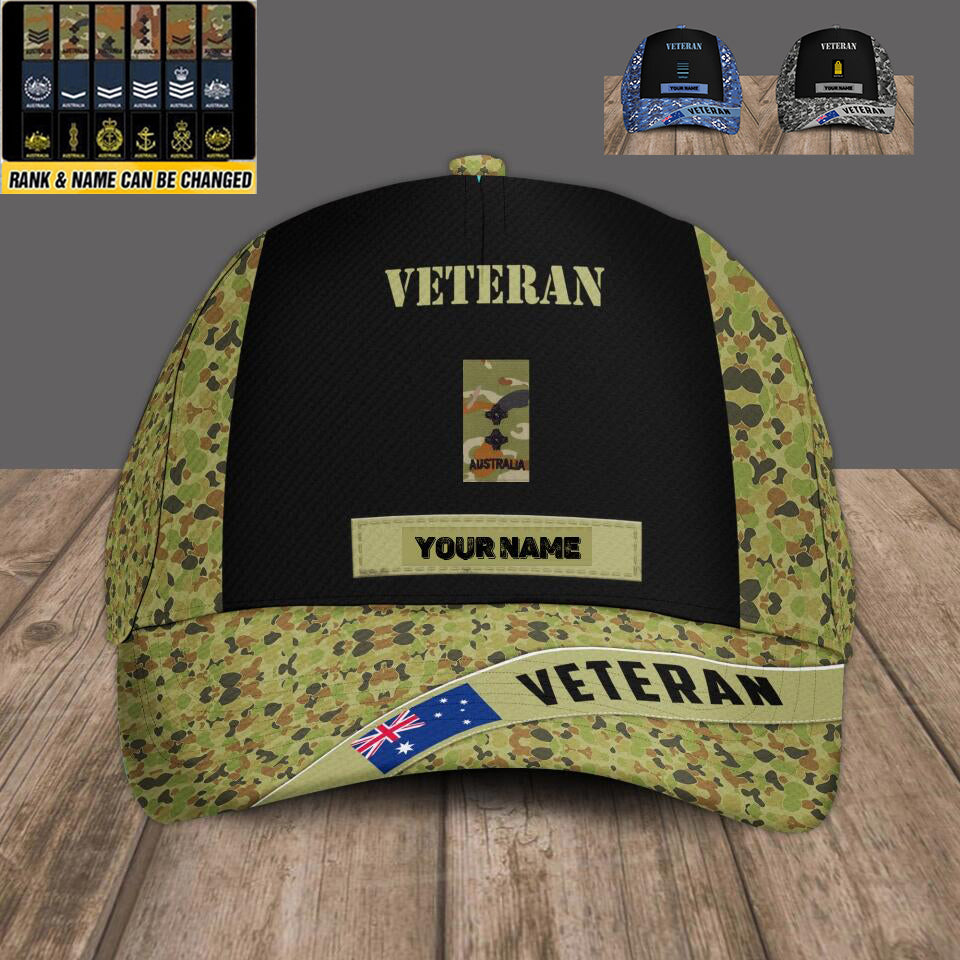 Personalized Rank And Name Australian Soldier/Veterans Camo Baseball Cap - 1679875209