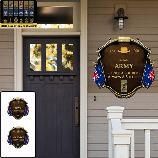 Personalized Rank Australian Soldier/Veterans Camo Cut Metal Sign - 0102240011