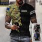 T-shirt personnalisé avec camouflage soldat/vétéran australien avec nom et grade imprimé en 3D - 0811230018