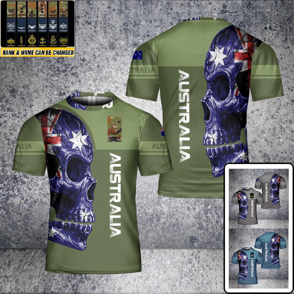 Personalisiertes T-Shirt für australische Soldaten/Veteranen im Camouflage-Stil mit Namen und Rang, 3D-Druck – 2501240002