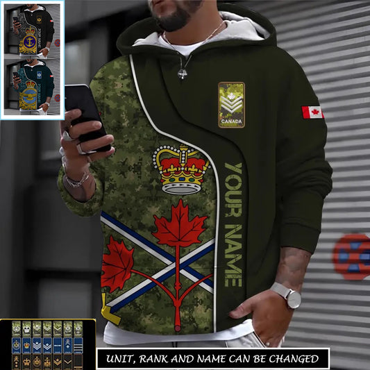 Personalized Canada Soldier/ Veteran Camo With Name And Rank Hoodie 3D Printed - 1699574404