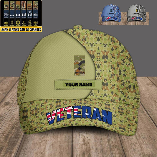 Casquette de baseball camouflage personnalisée avec rang et nom pour soldat/vétéran australien - 1679875208