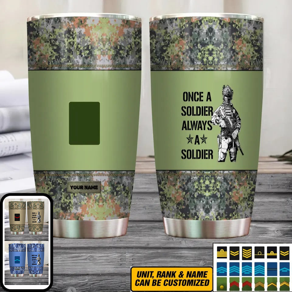 Personalisierter niederländischer Veteran/Soldat mit Rang und Namen, Camouflage-Becher, komplett bedruckt – 0805230004