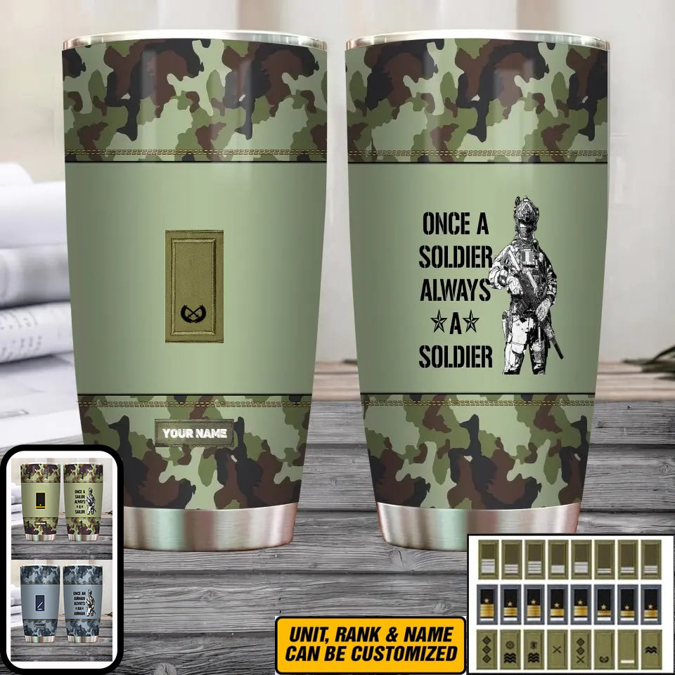 Personalisierter irischer Veteran/Soldat mit Rang und Namen, Camouflage-Becher, komplett bedruckt – 0805230004