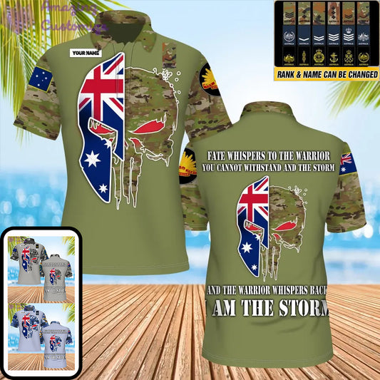 Personalisierter australischer Soldat/Veteranen-Tarnanzug mit Namen und Rang, POLO 3D-Druck – 0206230001-D04