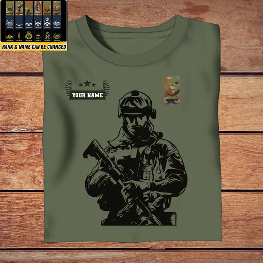 T-shirt personnalisé soldat/vétéran australien avec nom et grade imprimé en 3D - 0210230001