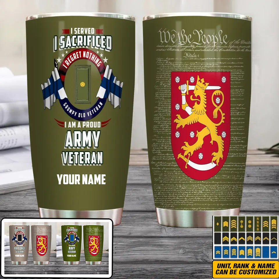 Personalisierter finnischer Veteran/Soldat mit Rang und Namen, Camouflage-Becher – 2202240001