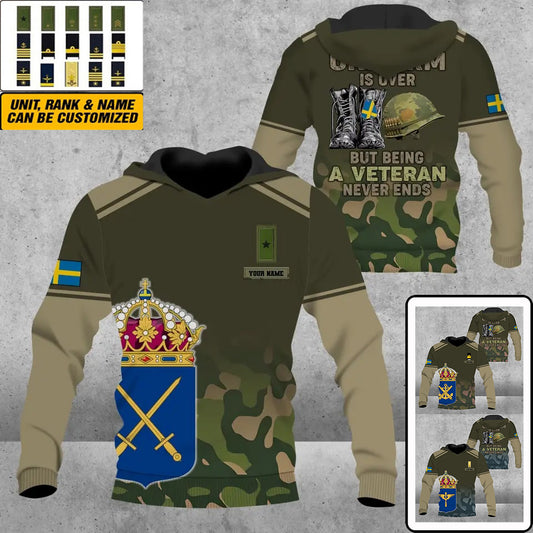 Sweat à capuche personnalisé avec camouflage soldat/vétéran suédois avec nom et grade imprimé en 3D - 16920576