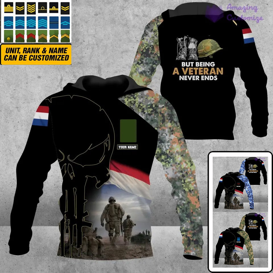 Personalized Netherlands Soldier/ Veteran Camo With Name And Rank Hoodie 3D Printed - 16892928