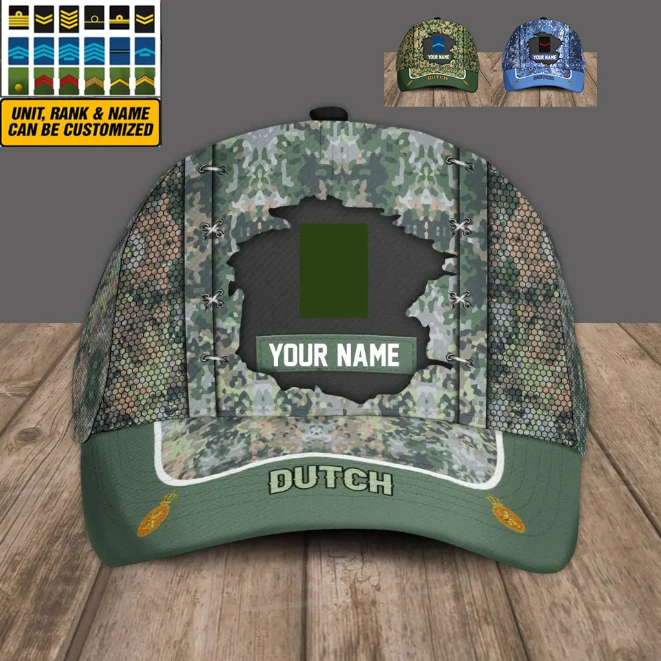 Casquette de baseball camouflage personnalisée avec rang et nom pour soldat/vétéran des Pays-Bas - 16934400