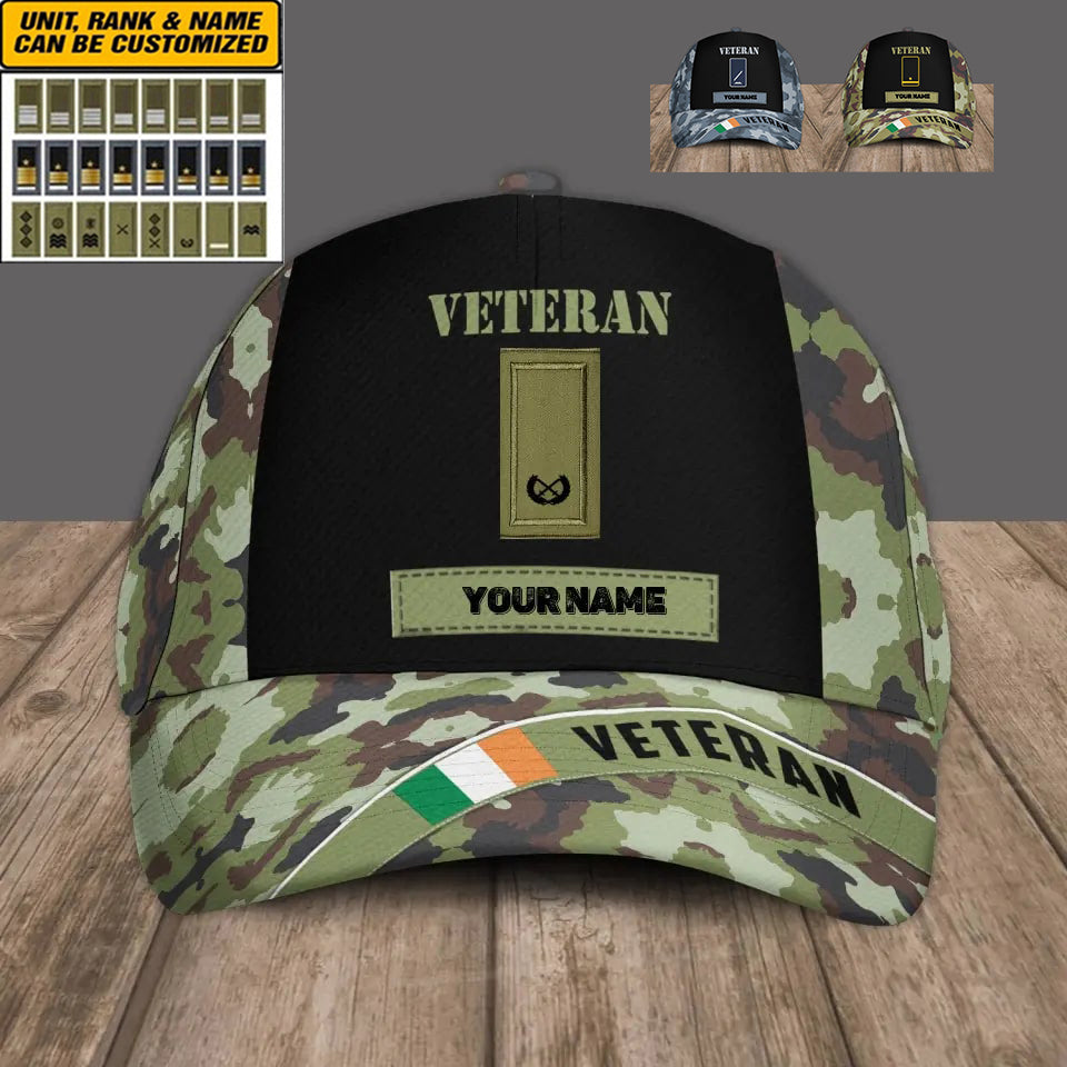 Personalized Rank And Name Ireland Soldier/Veterans Camo Baseball Cap - 3105230001-D04