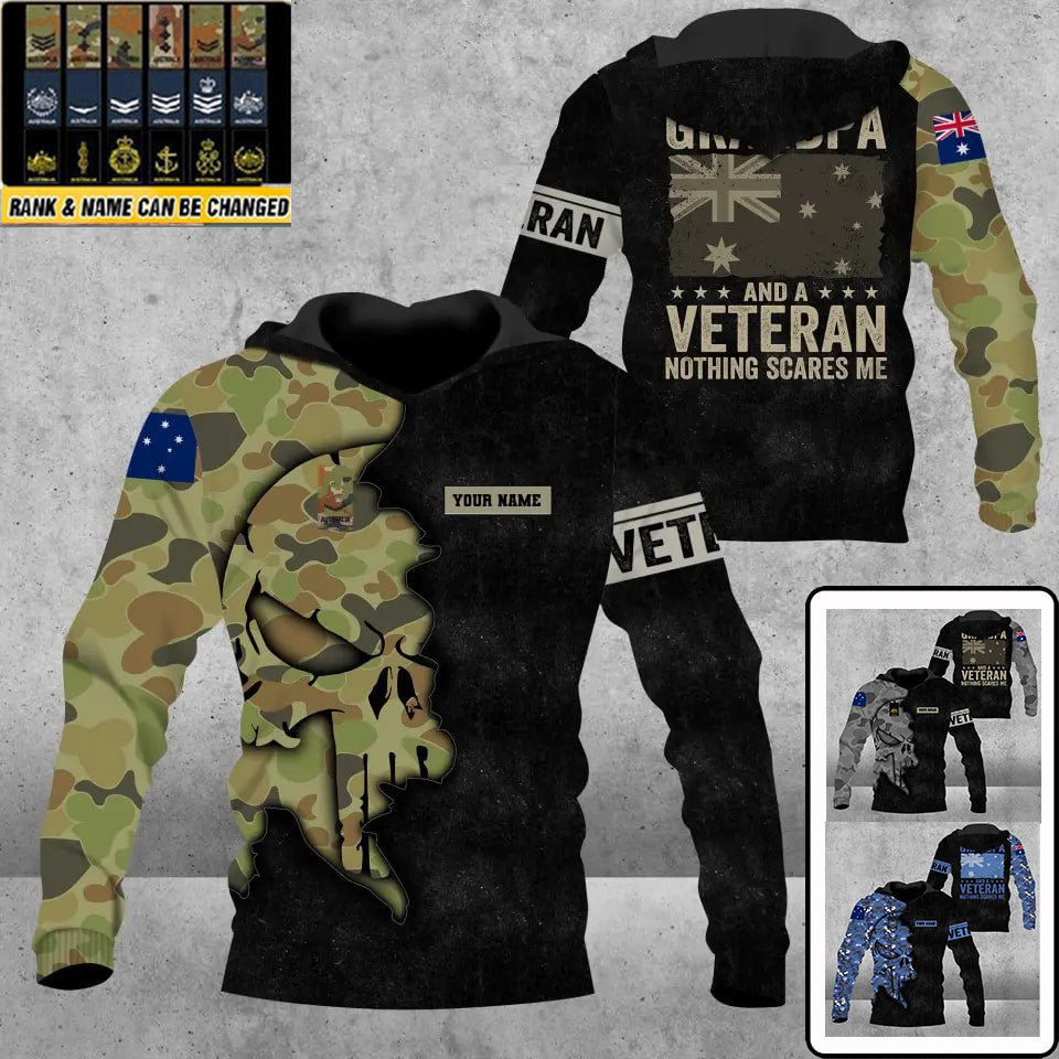 Personalisierter australischer Soldat/Veteranen-Hoodie im Camouflage-Stil mit Namen und Rang, 3D-Druck – 16921440