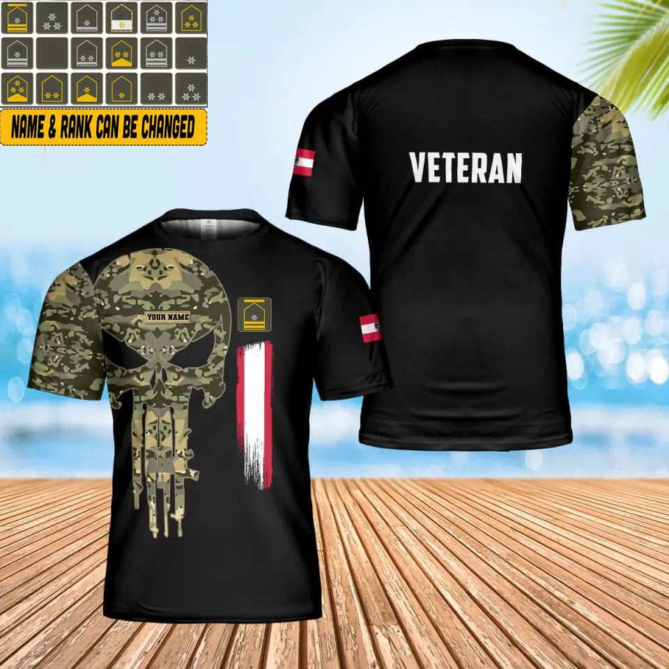 T-shirt personnalisé avec camouflage soldat/vétéran autrichien avec nom et grade imprimé en 3D - 0102240005