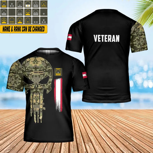 Personalisiertes österreichisches Soldaten-/Veteranen-Tarn-T-Shirt mit Namen und Rang, 3D-Druck – 0102240005