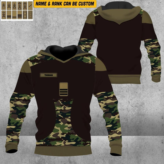 Sweat à capuche personnalisé avec camouflage soldat suisse/vétéran avec nom et grade imprimé en 3D - 1912220002