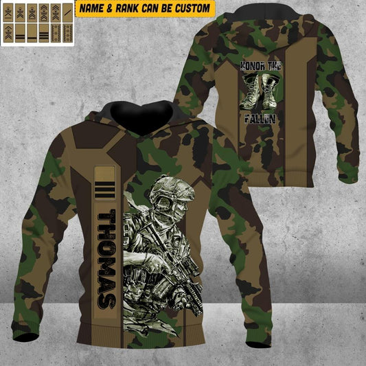 Sweat à capuche personnalisé avec camouflage soldat suisse/vétéran avec nom et grade imprimé en 3D - 1912220019