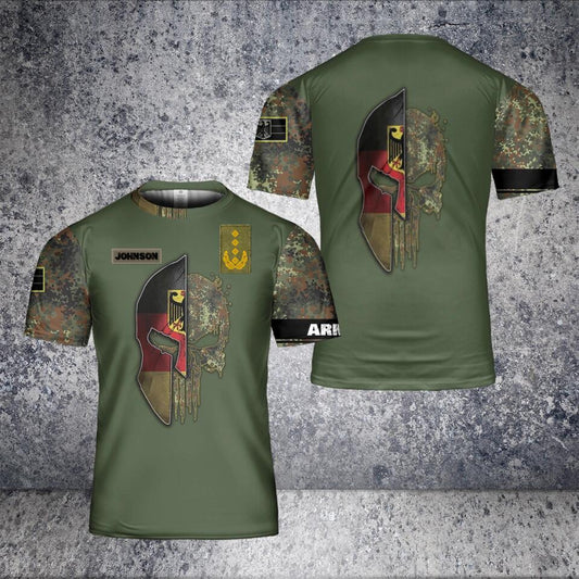 T-shirt personnalisé avec camouflage de soldat/vétéran allemand avec nom et grade imprimé en 3D - 1801240003