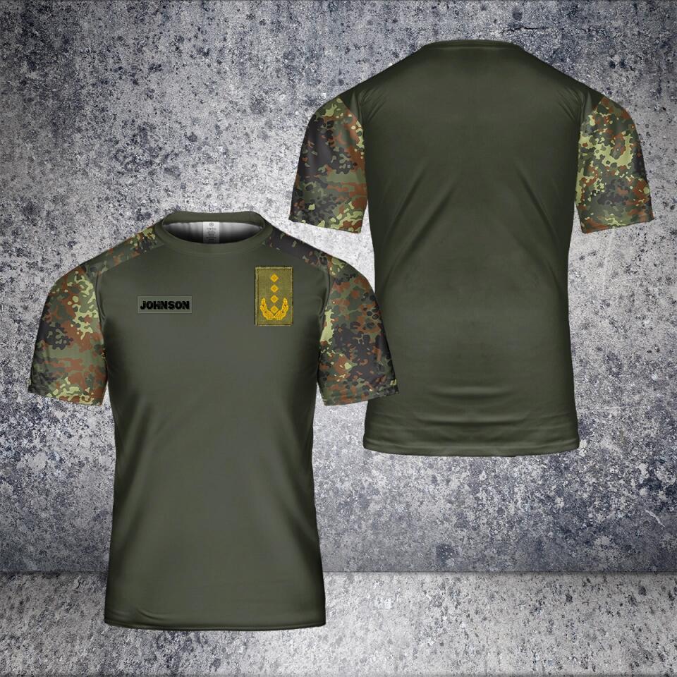 Personalisiertes deutsches Soldaten-/Veteranen-T-Shirt im Camouflage-Stil mit Namen und Rang, 3D-Druck – 1801240001