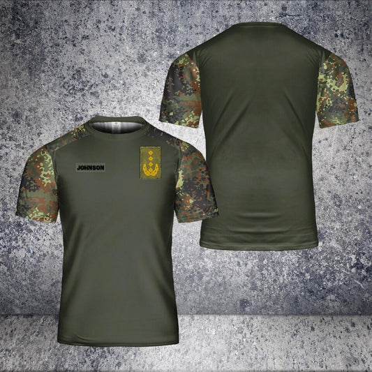 T-shirt personnalisé avec camouflage de soldat/vétéran allemand avec nom et grade imprimé en 3D - 1801240001