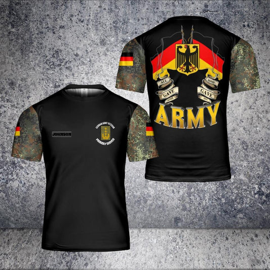 T-shirt personnalisé avec camouflage de soldat/vétéran allemand avec nom et grade imprimé en 3D - 1901240002