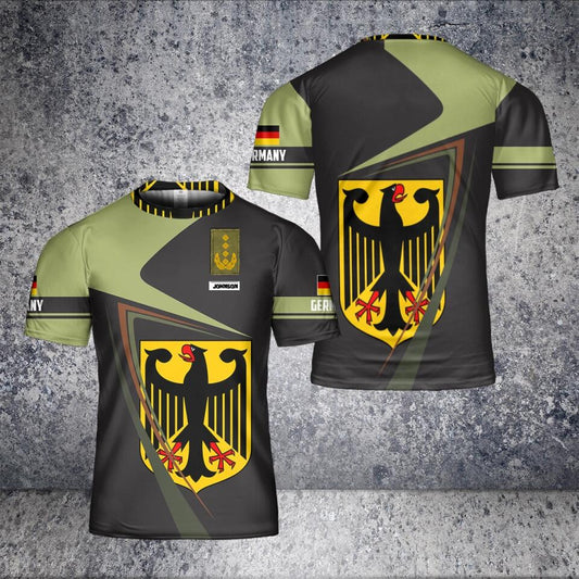 T-shirt personnalisé avec camouflage de soldat/vétéran allemand avec nom et grade imprimé en 3D - 2001240003