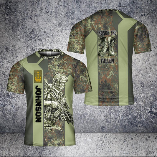 Personalisiertes deutsches Soldaten-/Veteranen-T-Shirt im Camouflage-Stil mit Namen und Rang, 3D-Druck – 2001240002