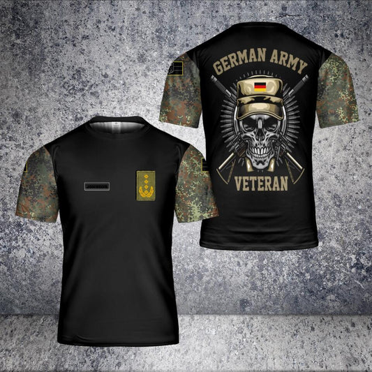 Personalisiertes T-Shirt mit deutschem Soldaten-/Veteranen-Tarnmuster mit Namen und Rang, 3D-Druck – 1901240001