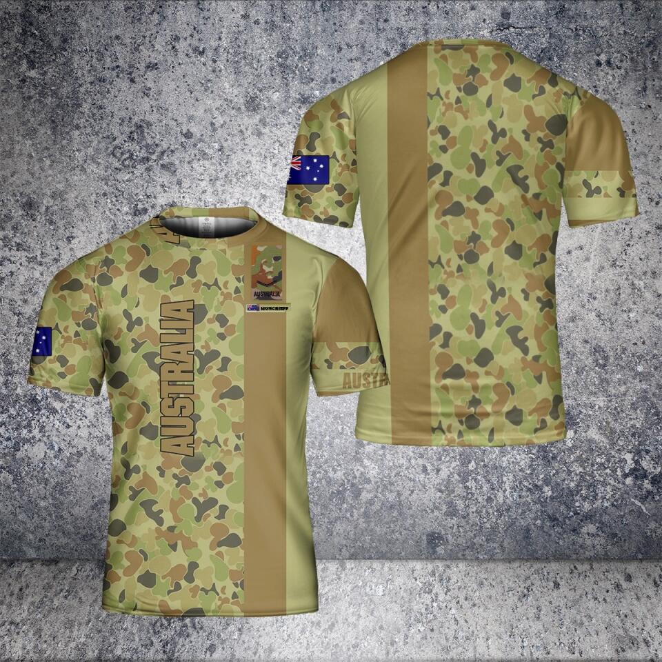 Personalisiertes T-Shirt für australische Soldaten/Veteranen im Camouflage-Stil mit Namen und Rang, 3D-Druck – 2501240003