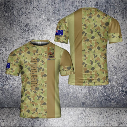 T-shirt personnalisé avec camouflage de soldat/vétéran australien avec nom et grade imprimé en 3D - 2501240003