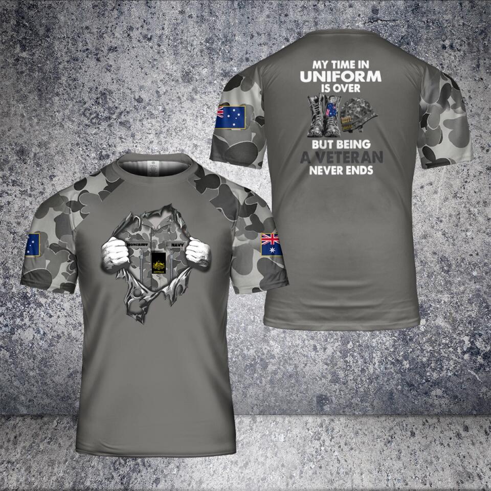 Personalized Australian Solider/ Veteran Camo With Name And Rank T-Shirt 3D Printed - 2101240005