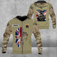 Sweat à capuche personnalisé avec camouflage soldat/vétéran britannique avec nom et grade imprimé en 3D - 3112220005