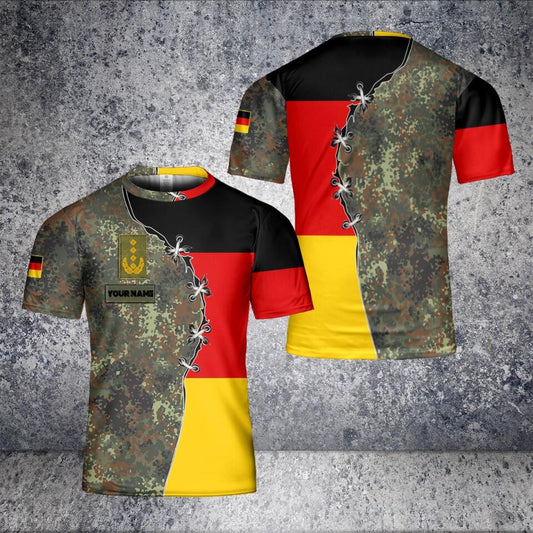 T-shirt personnalisé avec camouflage soldat/vétéran allemand avec nom et grade imprimé en 3D - 2001240001