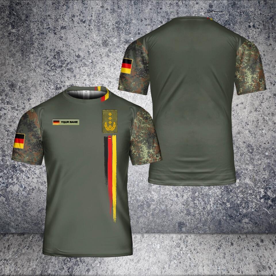 T-shirt personnalisé avec camouflage soldat/vétéran allemand avec nom et grade imprimé en 3D - 2401240003