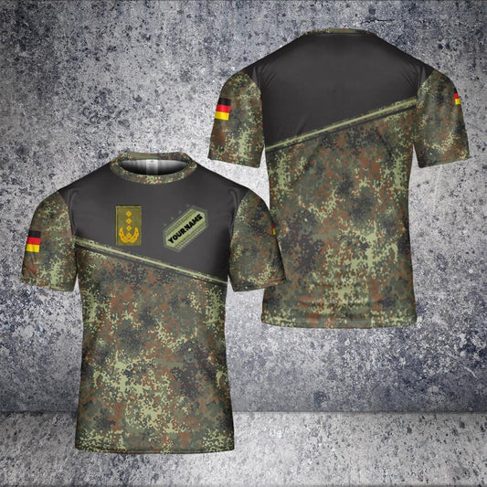 T-shirt personnalisé avec camouflage soldat/vétéran allemand avec nom et grade imprimé en 3D - 2401240002