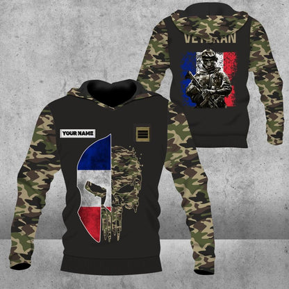 Personalized France Solider/ Veteran Camo With Name And Rank Hoodie 3D Printed - 1675123202