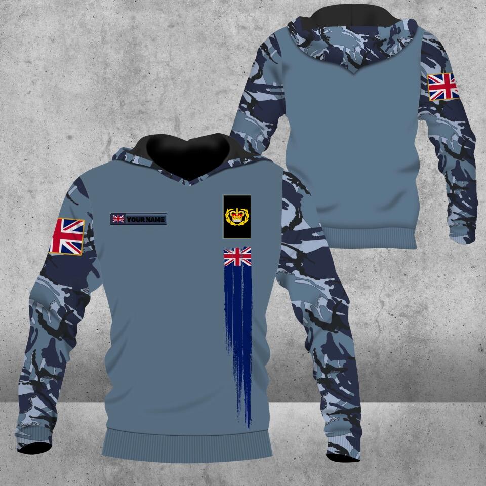 Personalisierter Kapuzenpullover mit Camouflage-Muster für britische Soldaten/Veteranen mit Namen und Rang, 3D-Druck – 0102230001