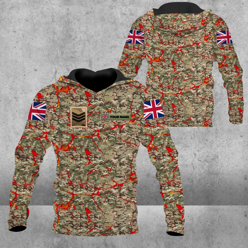 Personalisierter Kapuzenpullover mit Camouflage-Muster für britische Soldaten/Veteranen mit Namen und Rang, 3D-Druck – 0102230003