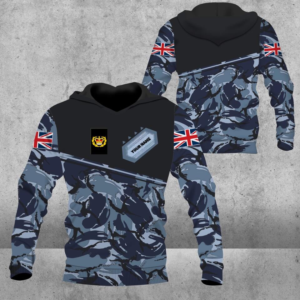 Personalisierter Kapuzenpullover mit Camouflage-Muster für britische Soldaten/Veteranen mit Namen und Rang, 3D-Druck – 0102230004