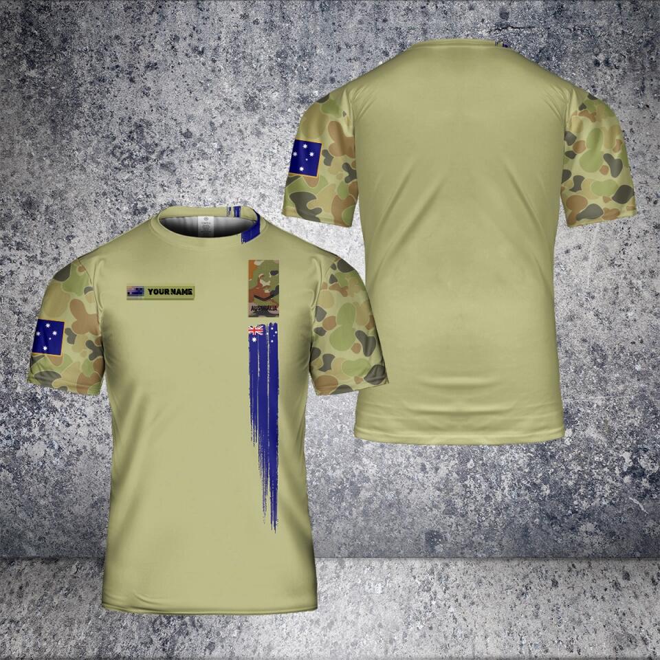 Personalisiertes T-Shirt für australische Soldaten/Veteranen im Camouflage-Stil mit Namen und Rang, 3D-Druck – 2101240004