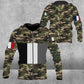 Personalisierter Kapuzenpullover mit Camouflage-Muster für französische Soldaten/Veteranen mit Namen und Rang, 3D-Druck – 1675123204