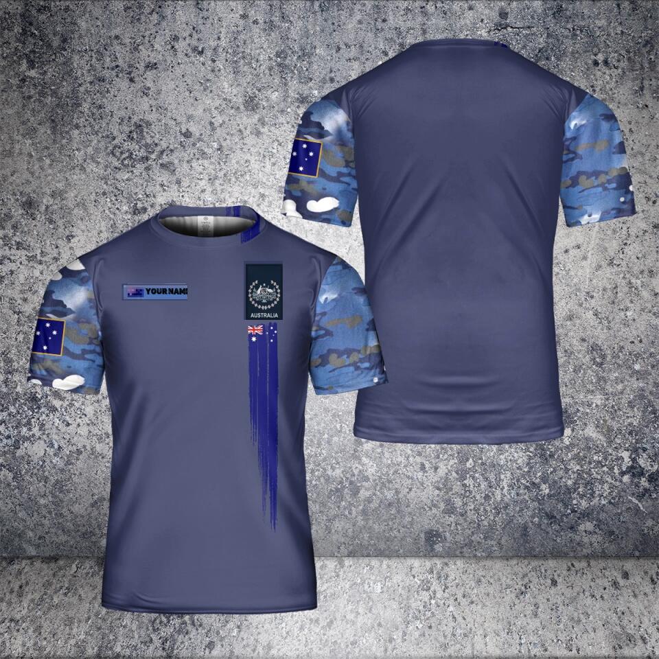 T-shirt personnalisé avec camouflage de soldat/vétéran australien avec nom et grade imprimé en 3D - 2101240004