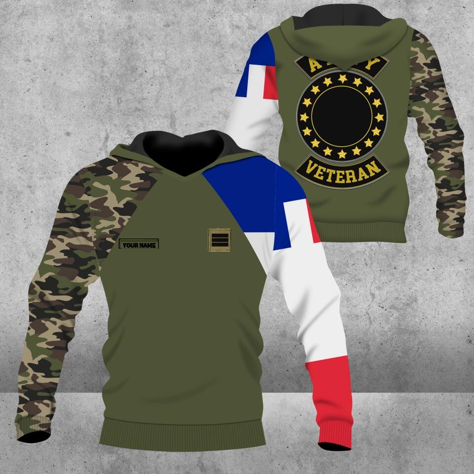 Sweat à capuche personnalisé avec nom et grade de soldat/vétéran de la France imprimé en 3D - 1675123208