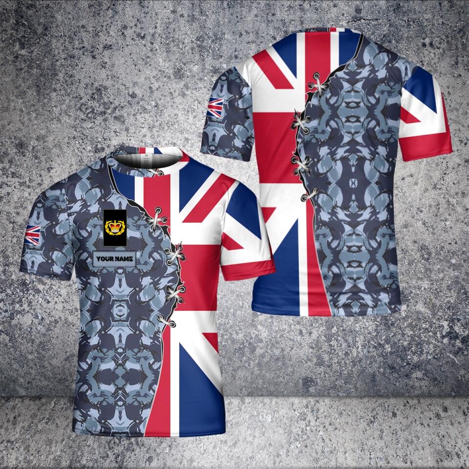 Personalized UK Solider/ Veteran Camo With Name And Rank T-Shirt 3D Printed - 0102230005