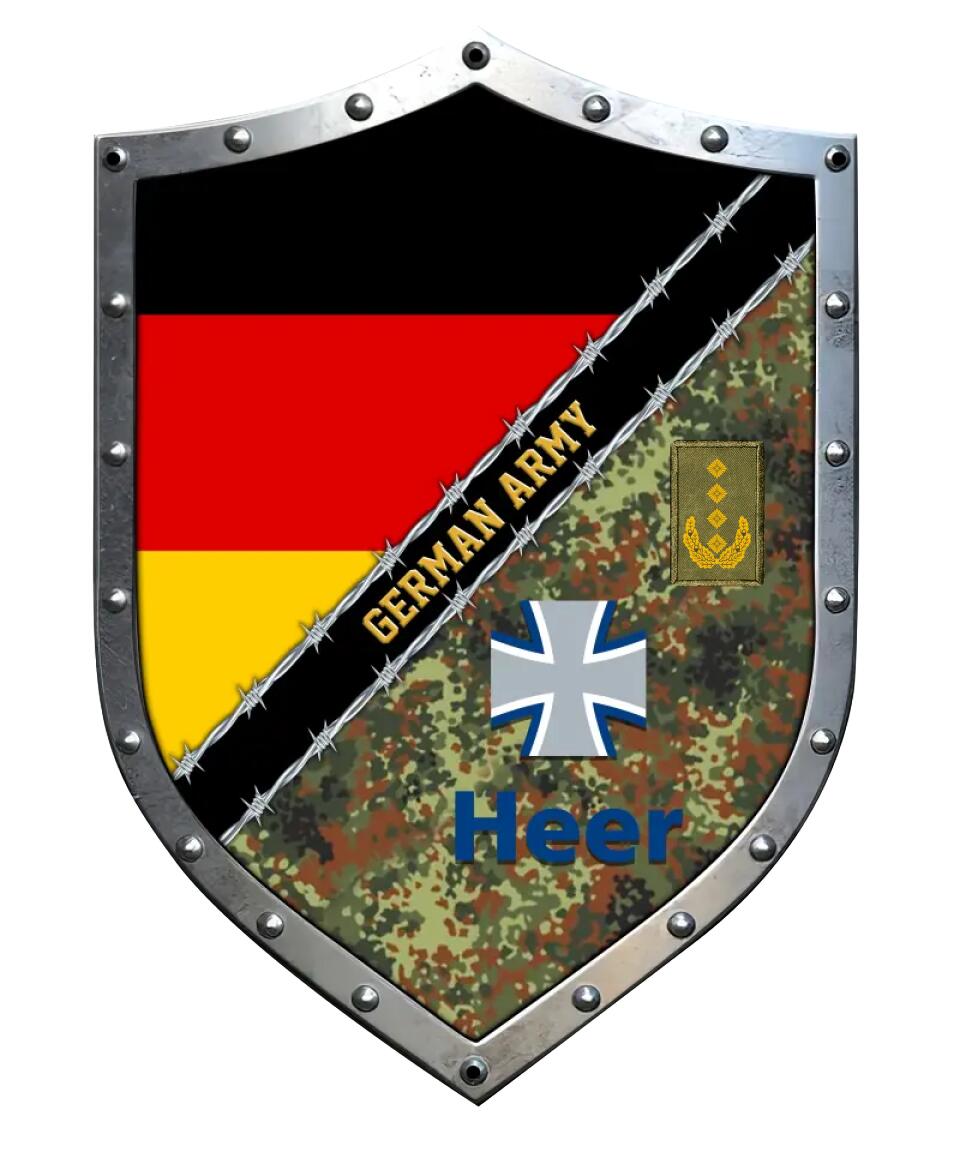 Personalized Rank German Soldier/Veterans Camo Cut Metal Sign - 16771968