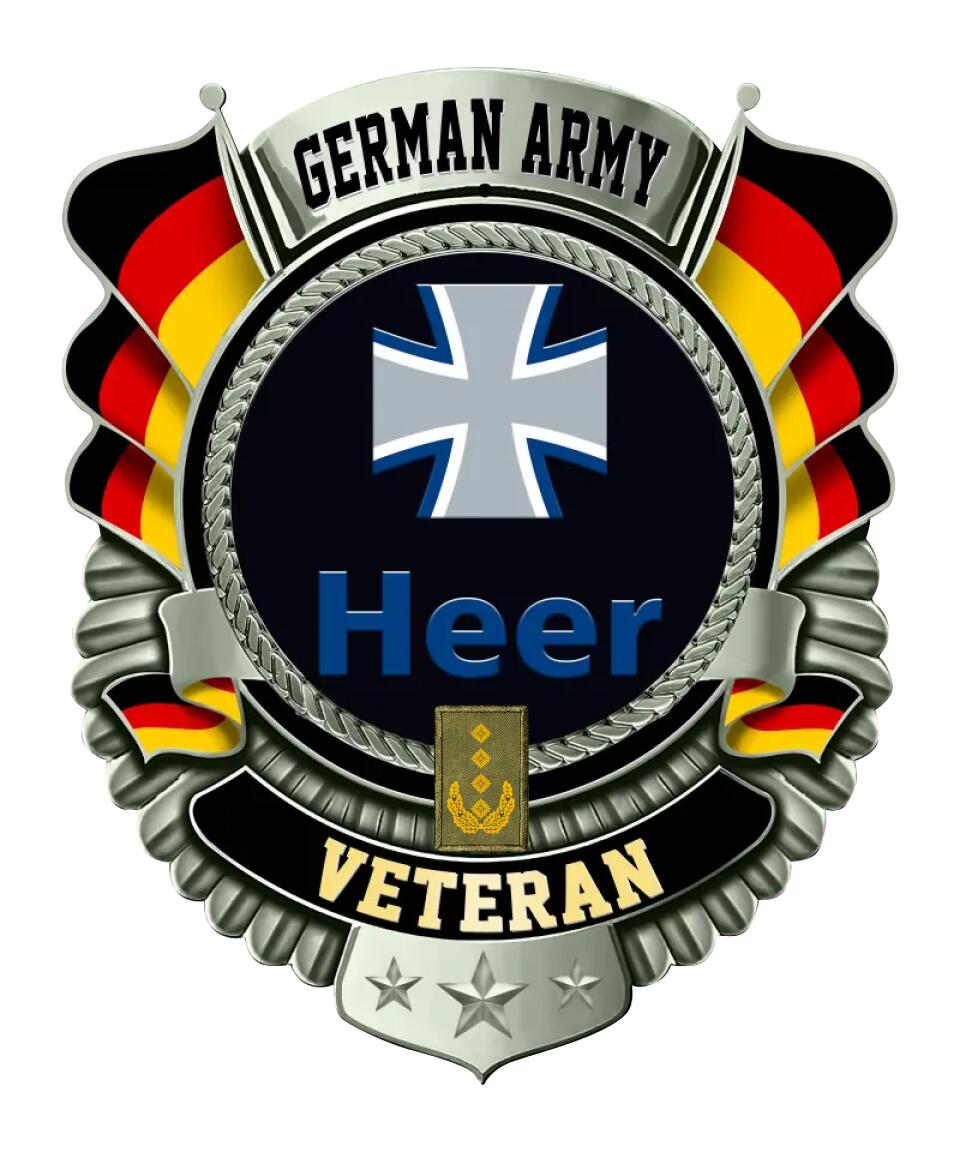 Personalized Rank German Soldier/Veterans Camo Cut Metal Sign - 1677196801