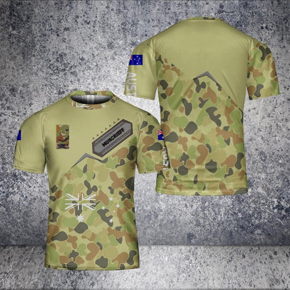 Personalisiertes T-Shirt für australische Soldaten/Veteranen im Camouflage-Stil mit Namen und Rang, 3D-Druck – 2101240003