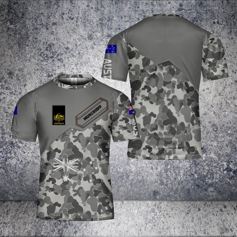 Personalized Australian Solider/ Veteran Camo With Name And Rank T-Shirt 3D Printed - 2101240003