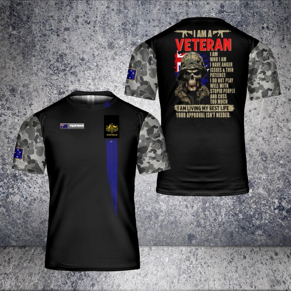 Personalized Australian Solider/ Veteran Camo With Name And Rank T-Shirt 3D Printed - 2101240002